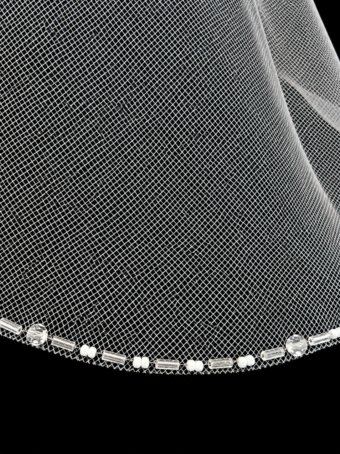 VELO CORTO CAPA DOBLE PEDRERIA TRANSPARENTE