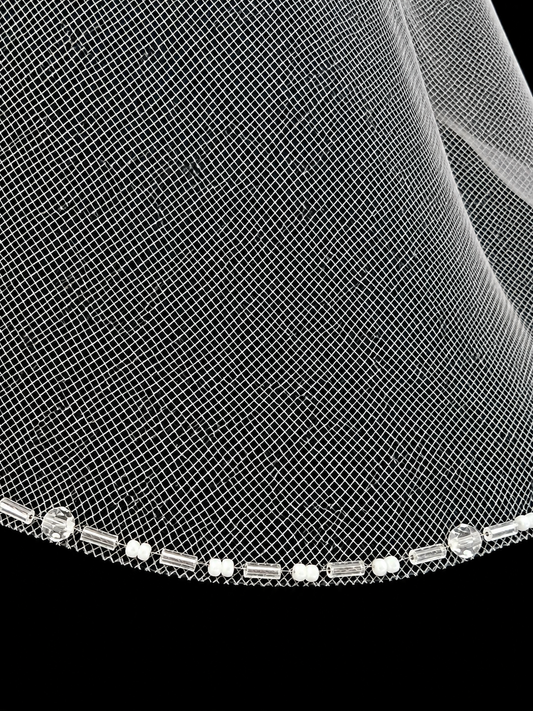 VELO CORTO CAPA DOBLE PEDRERIA TRANSPARENTE
