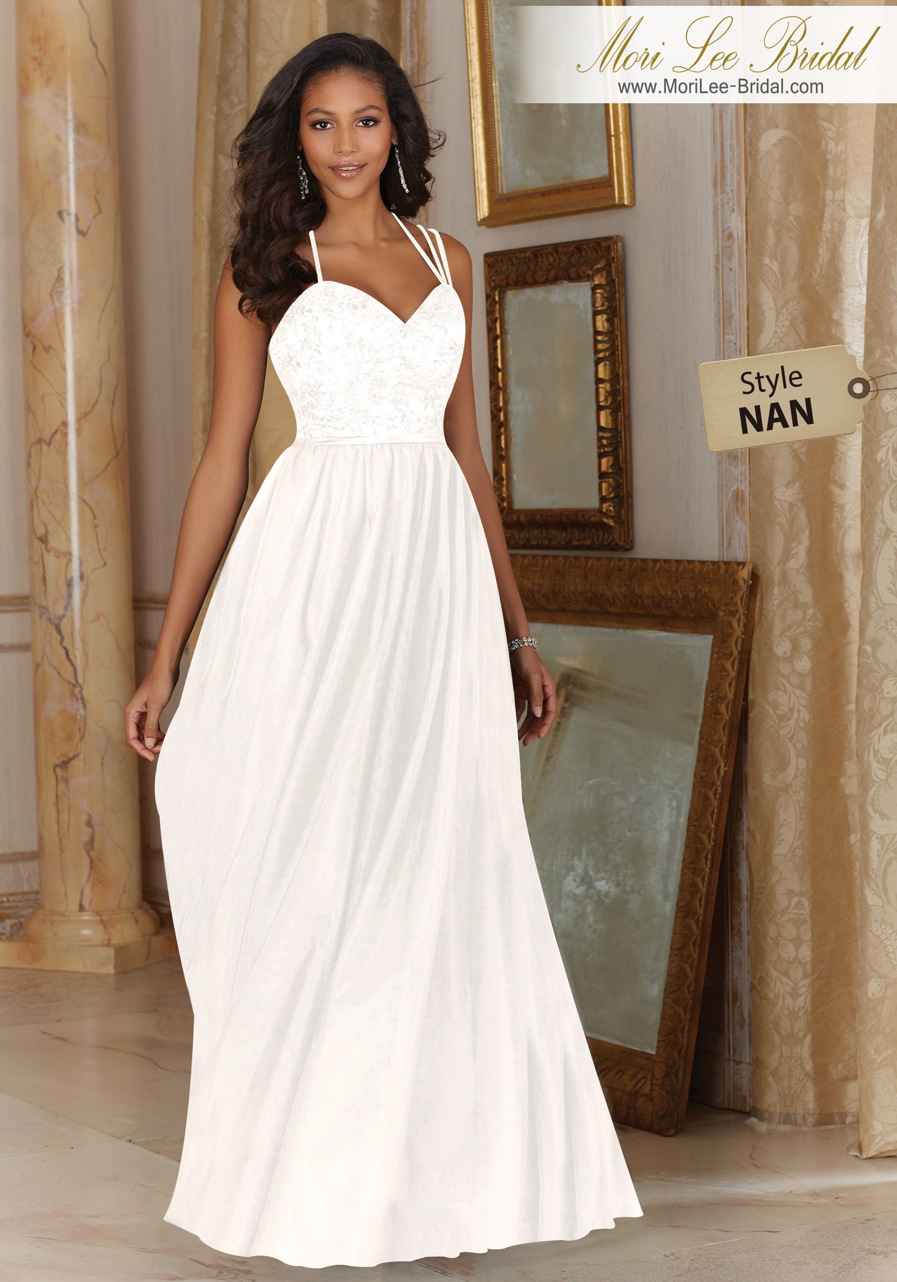 Vestido Civil de tul con bordado y de cintura satinada, hermoso y femenino, ideal para una boda íntima. NAN*