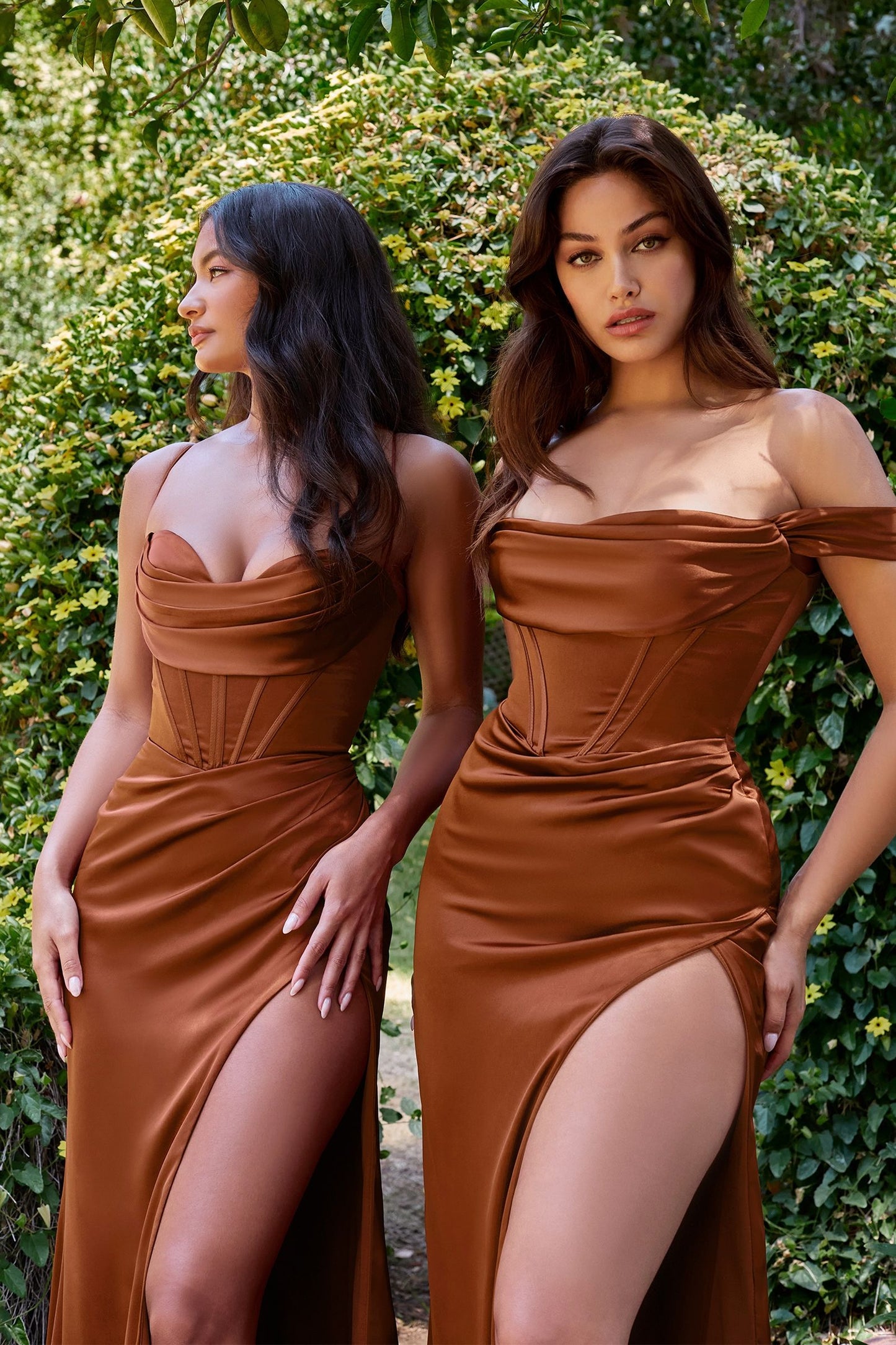 Satin Off The Shoulder Corset Gown