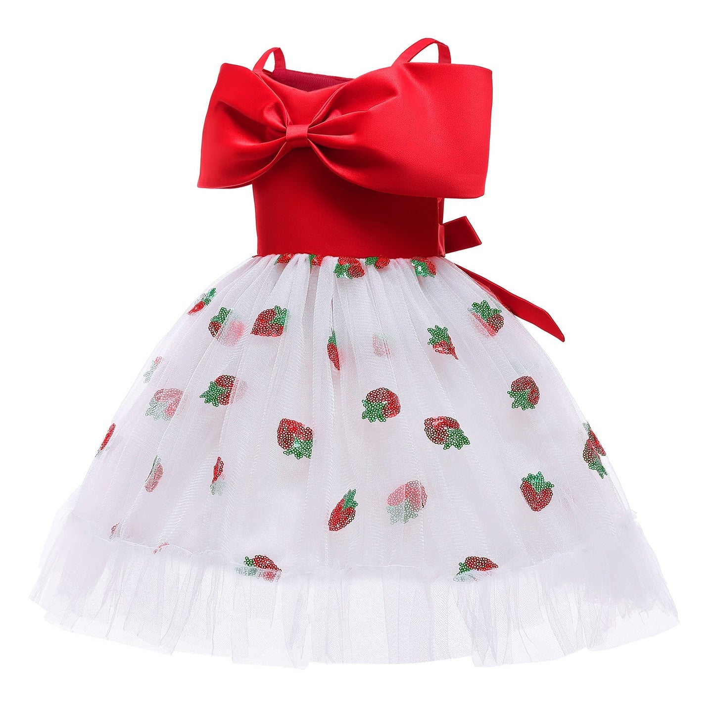 Baby Girl Strawberry Sequins Pattern Bow Tie Design Sling Tutu Formal Dress My Kids-USA